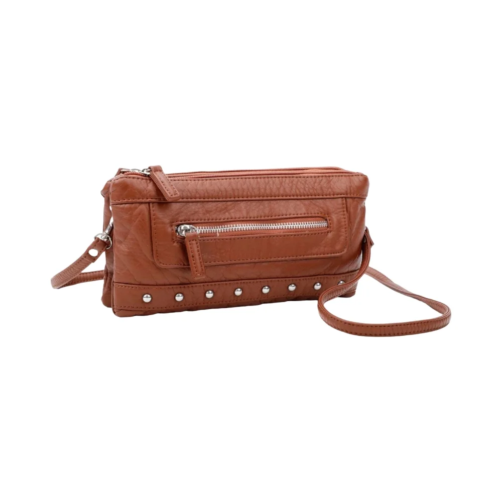 New Ampere Creations Vegan Leather Wristlet with dust bag in brown